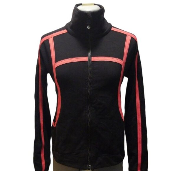 lululemon athletica Sweaters - Lululemon Women's Size 9 Black/Hot Pink Full Zip Athletic Track Style Jacket